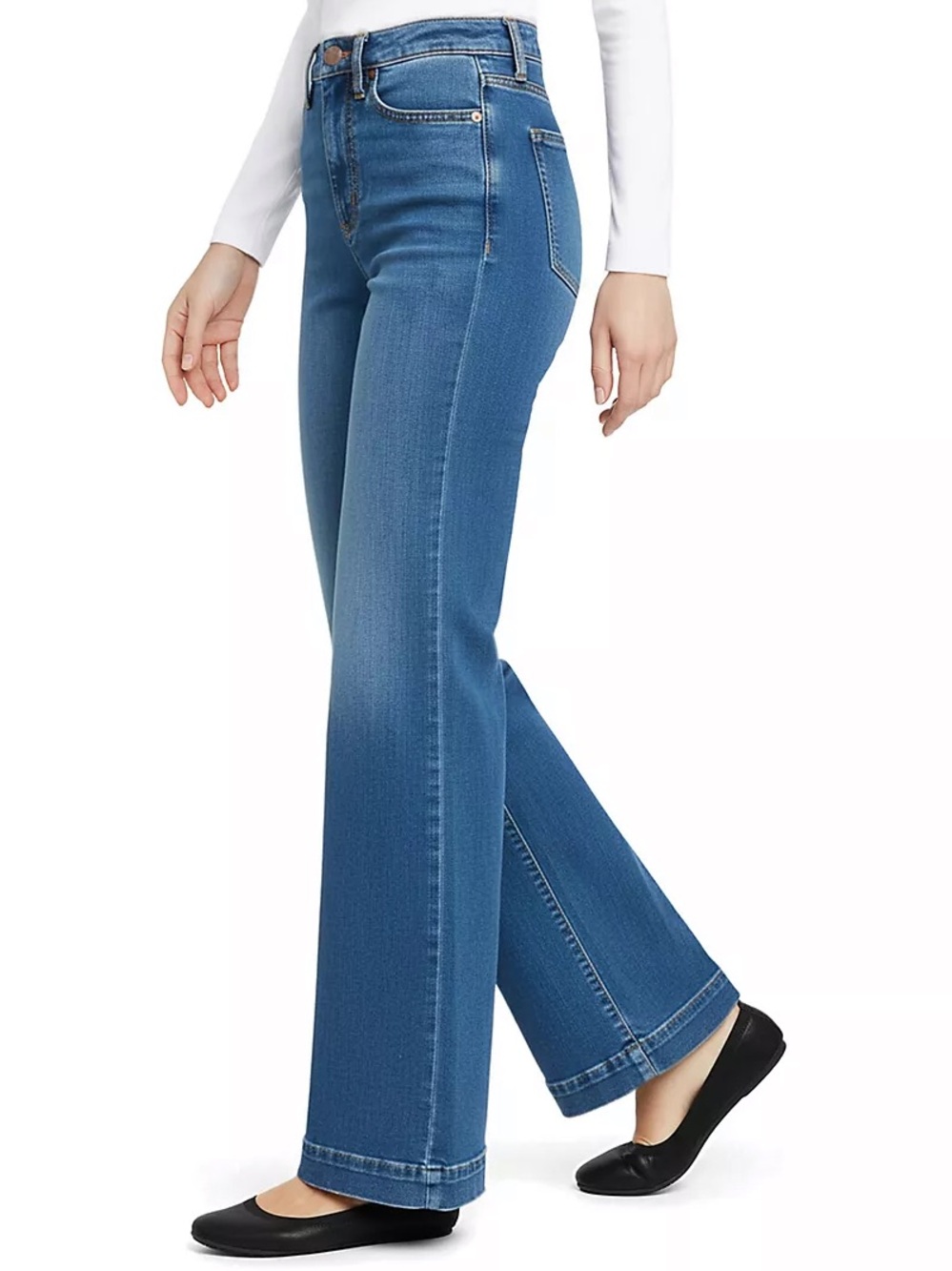 Lands’ End wide leg stretch denim jeans 10 - Picture 4 of 11
